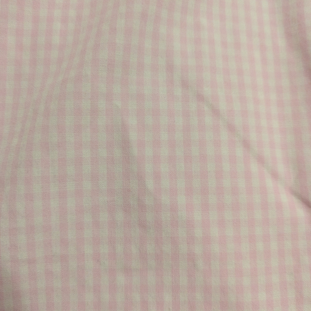 croft & barrow Upcycled Man's Pink Gingham Ruffle Collar Button-Down Shirt - Picture 3 of 4